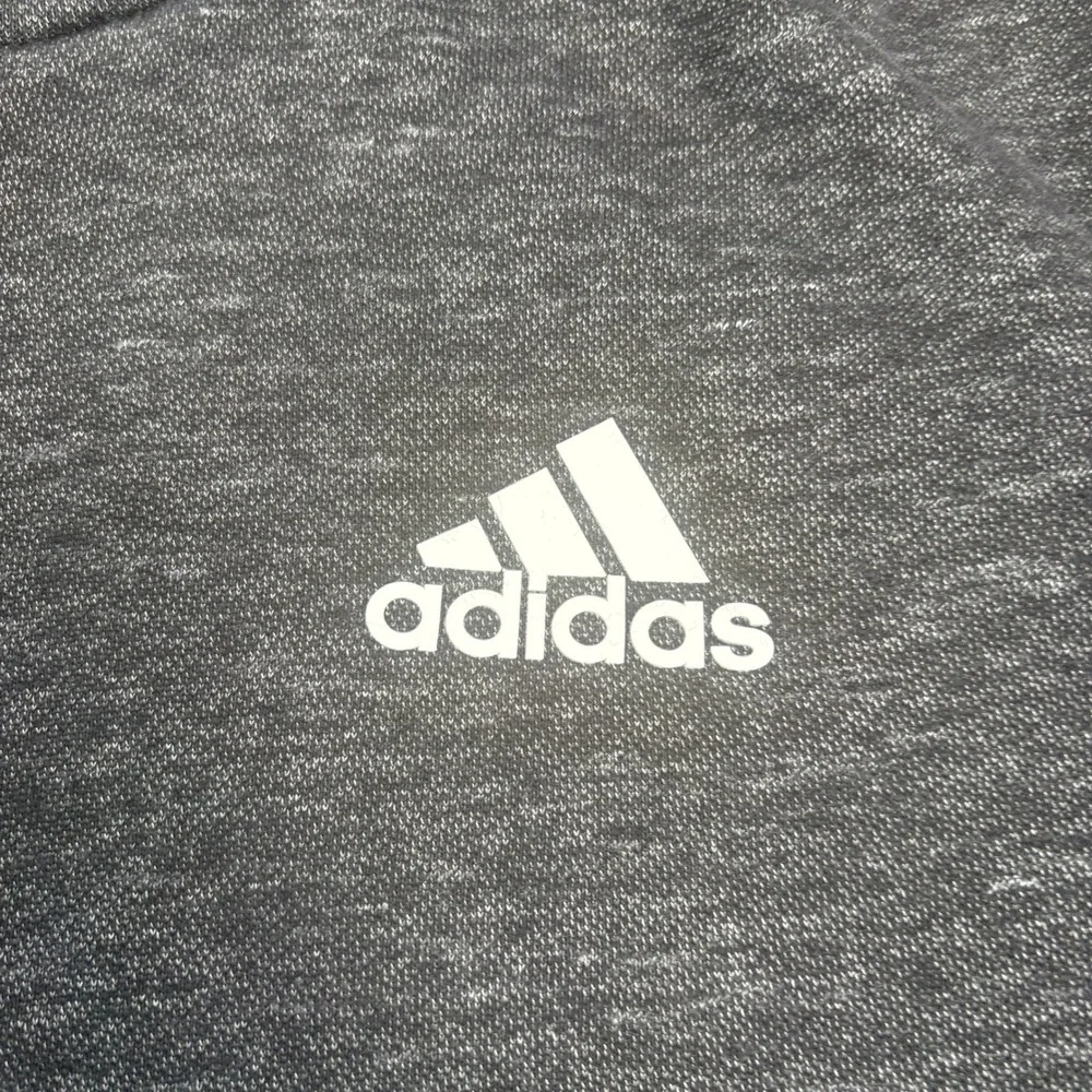 Adidas Mens Full Zip Hoodie Gray Heathered Sweatshirt Medium Striped Cuffs